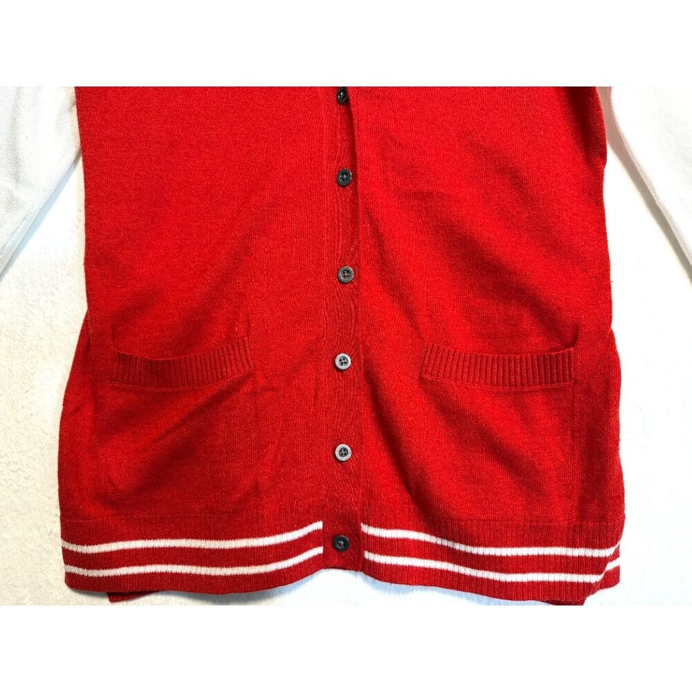 So Perfectly Soft Perfectly You Red & White Varsity Style Cardigan Y2K Preppy L - Picture 8 of 12